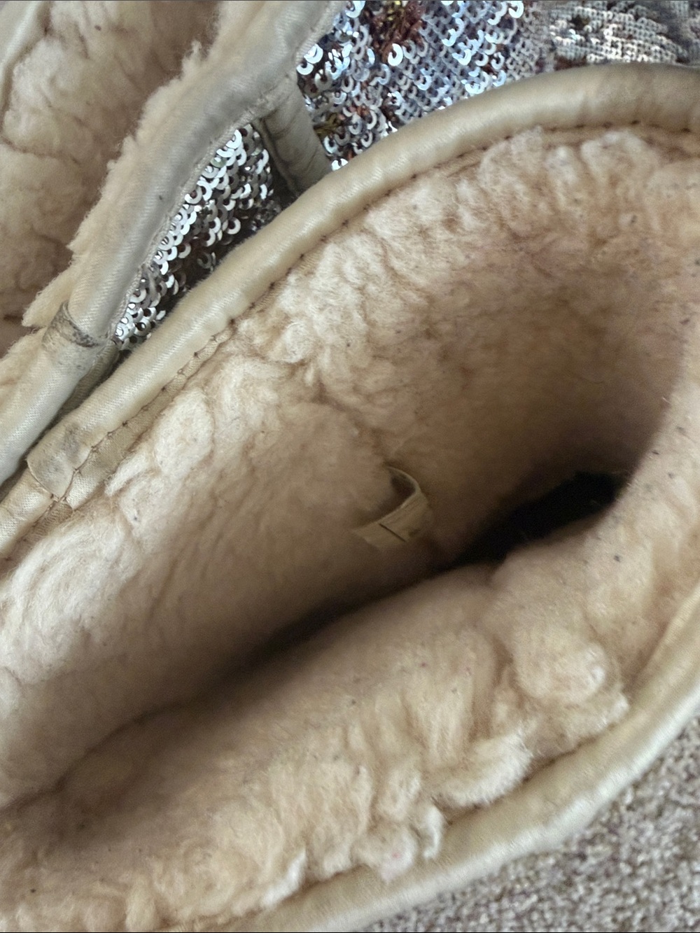 UGG Women's Sequin Short Boot - Silver with Tan Accents - Picture 6 of 7